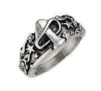 DEARMAMY 1pc Mushroom Star Ring for Men Rings Men Ring Rings for Men Skull Ring Mens Gothic Vintage Punk Rings Mens Rings Stylish Finger Ring Silver Alloy