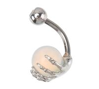 DEARMAMY 1pc Navel Nails Halloween Belly Button Skull Belly Skull Hand Belly Skeleton Decorative Belly Barbell Piercing Navel Bow Silver Acrylic