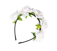 DEARMAMY 1PC White Rose Headband for Women Creative Floral Hair Band Accessories for Bride Wedding Photography Lightweight and Comfortable Headdress for Special Occasions