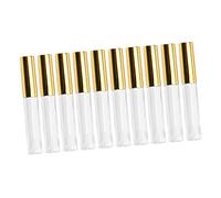 DEARMAMY 1set Lip Gloss Tubes with Transparent Circular Body Durable Plastic Lip Subpackaging Bottles for Female Portable Travel Cosmetic Containers Golden Caps 10pcs