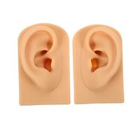 DEARMAMY 1Set Simulation Ear Model Silicone Ear Piercing Practice Prop for Jewelry Display Training Ear Cleaning Exercises Right Left Ear with Stand