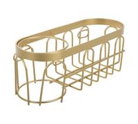 DEARMAMY 2-in-1 Golden Kitchen Sink Organiser - Premium Stainless Steel Sponge Holder & Dish Brush Caddy - Rustproof Sink Tidy Rack for Scrubber & Dishcloth - Adhesive No-Drill Installation