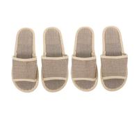 DEARMAMY 2 Pairs Slip EVA Summer Slippers Cotton Linen Breathable Slip for Hotel Home Use Lightweight Non Skid Sole Beige for Shower and Bathroom Wear