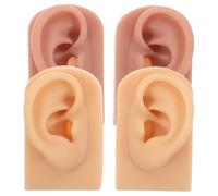 DEARMAMY 2 Pairs Soft Silicone Ear Piercing Practice Model Flexible Realistic Left and Right Fake Ears for Jewelry Display Human Anatomy Training Body Parts Lightweight Silicone Simulation