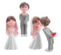DEARMAMY 2 Pairs Wedding Cake Toppers Figurines Bride Groom Statue Made of Pvc, Reusable and Easy to Place with Romantic Unique Design for Outdoor Weddings and Engagement Party Decoration