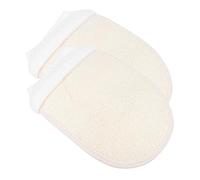 DEARMAMY 2 Pcs Exfoliating Loofah Spa Gloves Deep Cleansing Body Scrub Mitts for Men Women Textured Exfoliator Mitts for Renewing Skin Durable Elastic Design for Shower Use