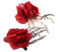DEARMAMY 2 pcs Skeleton Hand Rose Hair Clips Gothic Decorative Accessories for Halloween Witch Themed Parties Festivals and Photography Lightweight and Comfortable Design