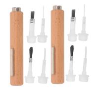 DEARMAMY 2 Sets Cat Eye Nail Magnet Pen 3-in-1 Dual-ended Manicure Pen with Replaceable Brush Precise Fine Line Design Solid Wood Handle for Home Use Beginners