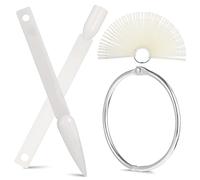 DEARMAMY 200Pcs Nail Color Display Sticks with Metal Rings Fan Shaped Tips for Nail Art Practice for Beginners and Professionals Nail Salons and Training Institutions