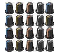 DEARMAMY 20pcs Plastic Volume Knobs for Electric Guitar Amplifier, Rotary Audio Control Knobs with Knurled Shaft, Black-white Black-blue Black-yellow Black-orange Mix, Dj Console