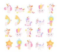 DEARMAMY 20Pcs Resin Unicorn Rainbow Cloud Earrings DIY Jewelry Charms Mini Cartoon Pendant Accessories for Handmade Jewelry Making