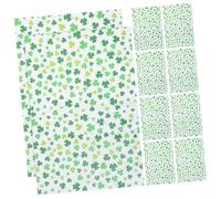 DEARMAMY 20pcs Shamrock Wrapping Paper for St Patrick's Day Sturdy Tear Resistant Material Unique Flower Present Presentation for Spring Parties and Holiday Art Projects