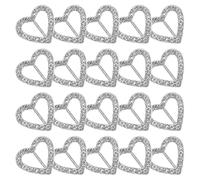 DEARMAMY 20pcs Silver Alloy Wedding Chair Sashes Buckles Heart Shaped Rhinestone Buckle Slider for Scarves and Chair Sash Ribbon, Easy to Install and Remove, Elegant Design for Weddings