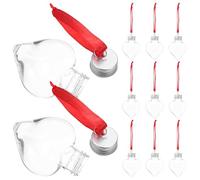 DEARMAMY 20Pcs Valentine’S Day Mini 50Ml Heart-Shaped Plastic Fillable Bottles with Silver Ring Cap and Hanging Rope - Reusable Decorative Love Pendant Containers for Wedding and Party