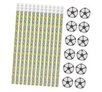DEARMAMY 24 Set Football Stationery Set Soccer Pencil Back to School Supplies Erasers School Stationery Football Erasers Teacher Rewards Party Favors Green Wood