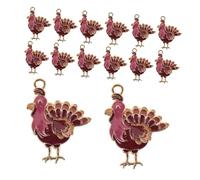 DEARMAMY 24pcs Turkey Charms for Earrings and Bracelets Enamel Thanksgiving Pendants with Vivid Colors Whimsical Fall Decorations for DIY Jewelry Making Family Craft Supplies for Autumn