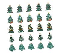 DEARMAMY 25 Pcs Resin Christmas Tree Charms DIY Craft Pendants for Phone Cases Earrings and Decorations Glitter Green Xmas Ornaments with Star Stripes Heart and Sparkle Designs