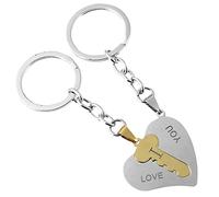 DEARMAMY 2pairs Heart Shaped Keychain Love Keyring Personalised Keyring for Women Aesthetic Bag Charm Pendant