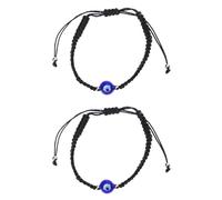 DEARMAMY 2pcs Adjustable Woven Evil Eye Bracelets for Women, Braided Rope and Glass Bead Strand, Minimalist Chic Couple Jewellery for Graduation or Anniversary