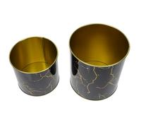 DEARMAMY 2pcs Airtight Iron Sealed Storage Jars with Marble Pattern Food Containers for Dried Fruit and Cereal Practical Household Organizer Large Small