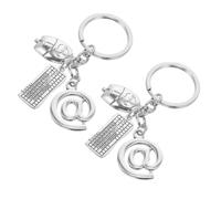 DEARMAMY 2pcs Alloy Keyboard and Mouse Keychain Pendant Unique Computer Charm for Tech Enthusiasts Durable Alloy Keyring for Backpack and Handbag Decoration