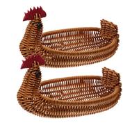 DEARMAMY 2pcs Animal Shape Woven Storage Baskets Easter Themed Organizing Eggs Fruit Snacks for Home Decor Kitchen Living Room Bedroom
