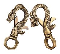 DEARMAMY 2pcs Antique Brass Dragon Shaped Keychain Clasps Buckle for Men, Functional Key Chains Clasp for Storing Keys and Hanging Accessories, Can Be Attached to Belt Or Belt Hole