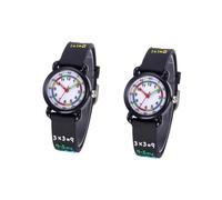 DEARMAMY 2pcs Boy Girl Cartoon Quartz Wrist Watch Creative Design for Students Comfortable Strap for Boys and Girls Black Digital Display