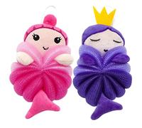 DEARMAMY 2pcs Boys and Girls Bath Bomb Toys Boy Girl Bath Sponges Cartoon Body Scrubbers for Daily Use