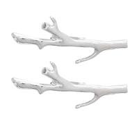 DEARMAMY 2pcs Branch Shaped Brooch Set in Silver Alloy Metal, Lightweight Wearable Flower Holder Pins with Artistic Flair, for Weddings and Parties, Spring Themed Decorative Lapel