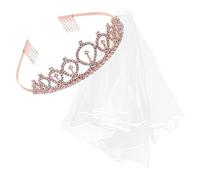 DEARMAMY 2pcs Bride Veil and Crown Headband Wedding Accessories for Women Elegant Headpiece for Festivals Parties and Photography Comfortable and Stylish Design
