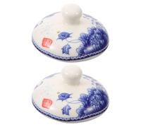 DEARMAMY 2pcs Ceramic Cup Lid Cover for Mugs and Glasses Universal Fit Blue