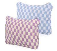 DEARMAMY 2pcs Checkered Makeup Bag Napkin Storage Zipper Brush Holder Pads Bag Period Pouch for Cosmetics