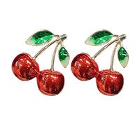 DEARMAMY 2Pcs Cherry Brooch Pin Set for Women Alloy Fruit Charm Lapel Pins Cute Kawaii Decorative Accessories for Outfits Valentine’S Day