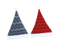 DEARMAMY 2pcs Christmas Santa Hats for Adults Knitted White Plush Beanie for Holiday Parties Soft and Warm Christmas Hat for Festive Gatherings and Cosplay