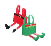DEARMAMY 2pcs Christmas Treat Bags with Sturdy Handles Reusable Red and Green Candy Pouches Spacious Holiday Goodie Bags for Party Favors Teachers gift for for for for for for Wrapping