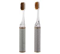DEARMAMY 2pcs Couple Travel Toothbrush Portable and Compact Soft Bristles for Gentle Cleaning for Backpacking Camping and Hotel Stays Includes Detachable Heads for Easy Maintenance