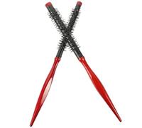 DEARMAMY 2pcs Curling Comb Wooden Handle Styling Roll Hairbrush for Women Men Small Hair Brush Comfortable Use at Home