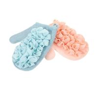 DEARMAMY 2pcs Dual Sided Exfoliating Loofah Mitt Deep Cleansing Bath Scrubber with Soft Rough Texture for Independent Shower Use Suitable for Womens Body Care and Exfoliation