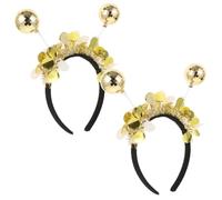 DEARMAMY 2pcs Gold Disco Bopper Vintage Disco Tinsel Headband 1970s Disco Headpieces for Women Girls Disco Party Costume Accessories