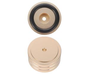DEARMAMY 2pcs Golden Aluminum Alloy Speaker Isolation Feet Pads Detachable Rubber Ring for Amplifier Height Raise and Anti Vibration Shock Absorber, for Hifi Audio Equipment