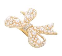 DEARMAMY 2pcs Hair Pins for Women Fashion Bow Spring Clip Rhinestone Pearl for Lady