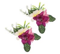 DEARMAMY 2pcs Handcrafted Hawaiian Plumeria and Orchid Hairpins for Women Lightweight Floral Clips for Beach Vacations Weddings Cultural Celebrations and Versatile Hairstyling