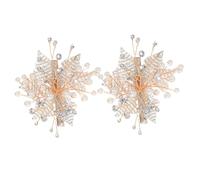 DEARMAMY 2pcs Handmade Pearl Hairpin Rhinestones Floral and Foliage Design for Brides Wedding and Women Party Elegant Hair Jewels