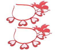 DEARMAMY 2Pcs Heart Shaped Headband for Valentine Day Wedding Party Headwear Cute Heart Hair Accessories for Birthday Celebrations Fun Party Headbands