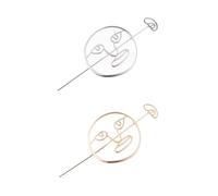 DEARMAMY 2pcs Human Face Hairpin Vintage Style Smooth Surface Hollow Face Design Hair Cuff Bun Holder for Girls Hair Accessories for Creating