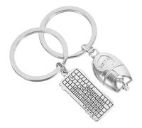 DEARMAMY 2pcs Keyboard Mouse Keychain Unique Keyring Pendant for Computer Enthusiasts for Tech and Portable Accessory for Bags and Backpacks