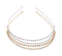 DEARMAMY 2pcs Korean Style Rhinestone Headband Double Layer Sparkly Hairband for Wedding Parties Jeweled Hair Bands for Women Daily Fashion