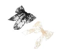 DEARMAMY 2pcs Lace Hairpin Hair Bow Bowknot for Women Girls for Back Hair Styling Black and White