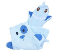 DEARMAMY 2pcs Large Animal-Shaped Baby Shower Gloves Exfoliating Bath Mitts Cute Shark and Blue Puppy Design Skin Scrubbing Gloves for Boys and Girls Bathing